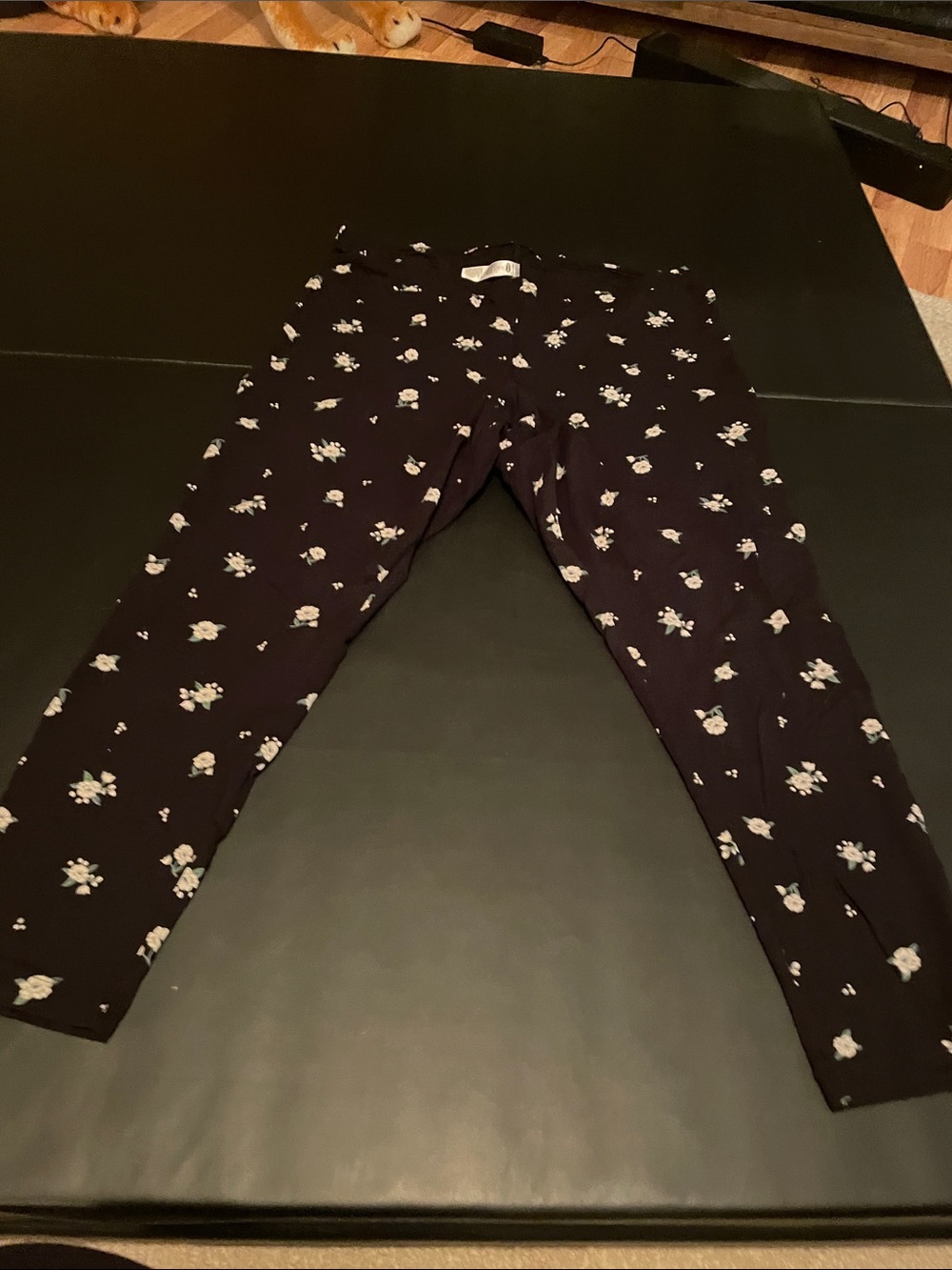 Old Navy Black Leggings with White Floral Print